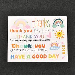 Thank You Sticker, Coated Paper Stickers, with Word Thank You & Rainbow Pattern, for Envelope Gift Bag Decoration, Colorful, 10.3x13.3x0.02cm(DIY-A018-05)
