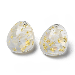 Resin Oval Stud Earrings with Titanium Pins, Gold, 18x16mm(EJEW-D056-13P)