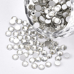 Glass Flat Back Rhinestone Cabochons, Back Plated, Faceted Half Round, Crystal, SS20, 4.6~4.8x2mm, about 1440pcs/bag(RGLA-S002-20SS-37)