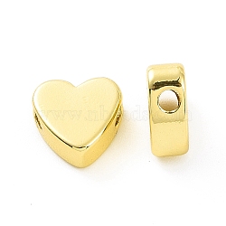 Rack Plating Brass Beads, Long-Lasting Plated, Cadmium Free & Lead Free, Heart, Real 18K Gold Plated, 7.5x7.5x3.5mm, Hole: 1.8mm(KK-C008-01G)