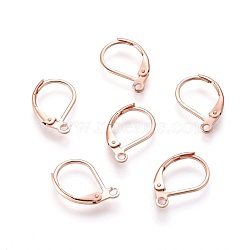 304 Stainless Steel Leverback Earring Findings, with Loop, Rose Gold, 15.5x10x1.5mm, Hole: 1.5mm(X-STAS-P166-12RG)