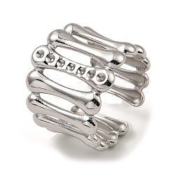 Non-Tarnish 304 Stainless Steel Open Cuff Rings, Bamboo, Stainless Steel Color, Inner Diameter: 17.8mm(RJEW-Z018-06P)