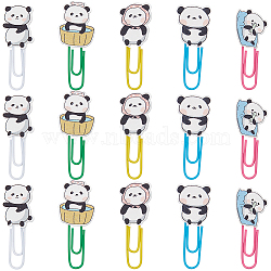 CRASPIRE 80Pcs Panda Shape Iron Paperclips, Cute Paper Clips, Funny Bookmark Marking Clips, Mixed Color, 44.5~46.5x16~18.5x4.5mm(AJEW-CP0005-78)