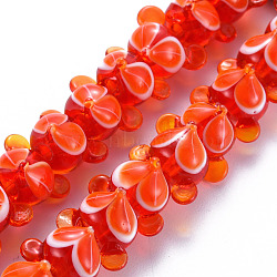 Handmade Bumpy Lampwork Beads Strands, Fox, Red, 12~13x17~19.5x15~16mm, Hole: 2.5mm, about 40pcs/strand, 16.54 inch(42cm)(LAMP-S194-016A)