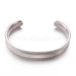 Tarnish Resistant 304 Stainless Steel Cuff Bangles, Stainless Steel Color, 2-1/8 inchx2-1/2 inch(54x64mm)(BJEW-G478-P)