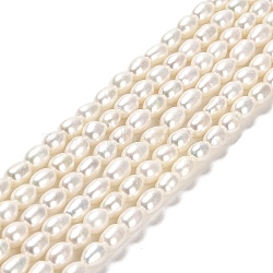 Natural Cultured Freshwater Pearl Beads Strands, Rice, Grade 6A, Old Rose, 5.5~7x4~4.3mm, Hole: 0.6mm, about 52~54pcs/strand, 14.17''(36cm)(PEAR-E016-145)