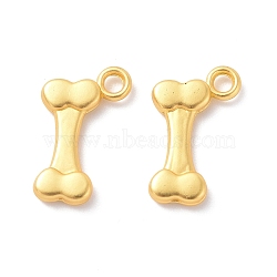 Rack Plating Alloy Pendants, Cadmium Free & Lead Free & Nickle Free, Bone Charm, Matte Gold Color, 17x10.5x2.5mm, Hole: 2mm(FIND-I036-41MG)