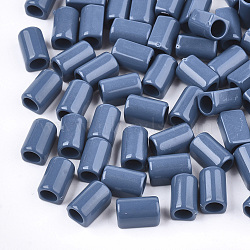Acrylic European Beads, Large Hole Beads, Cuboid, Steel Blue, 9x6x5.5mm, Hole: 4mm, about 2800pcs/500g(SACR-T344-09A-03)