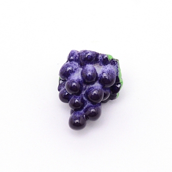 Resin Beads, Imitation Food, No Hole, Grapes, Purple, 16x13x10mm