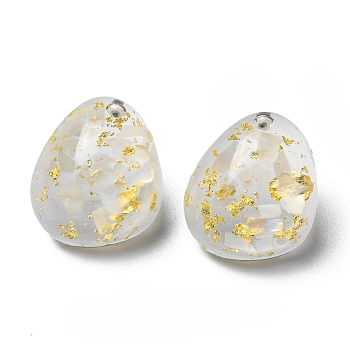 Resin Oval Stud Earrings with Titanium Pins, Gold, 18x16mm