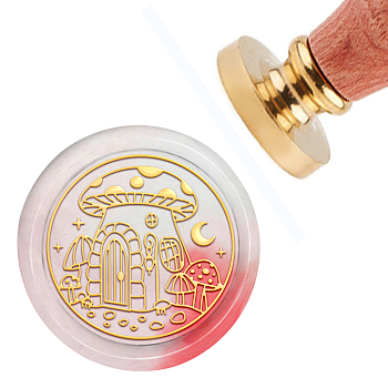 Brass Wax Seal Stamp with Handle, for DIY Scrapbooking, Mushroom Pattern, 3.5x1.18 inch(8.9x3cm)