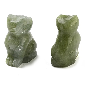 Natural Southern Jade Carved Figurines, for Home Office Desktop Decoration, Cat, 10.5~13x16~18x21.5~23.5mm