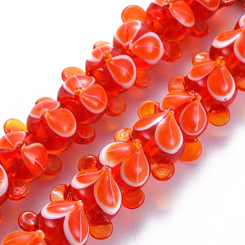 Handmade Bumpy Lampwork Beads Strands, Fox, Red, 12~13x17~19.5x15~16mm, Hole: 2.5mm, about 40pcs/strand, 16.54 inch(42cm)