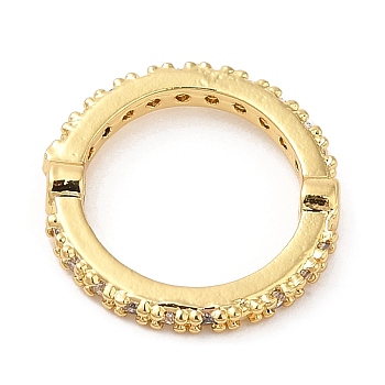 Brass Micro Pave Cubic Zirconia Bead Frame, Cadmium Free & Lead Free, Ring, Real 18K Gold Plated, 14x2.5mm, Hole: 1mm