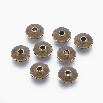 Tibetan Style Alloy Beads, Lead Free & Nickel Free & Cadmium Free, Bicone, Antique Bronze Color, Size: about 11mm in diameter, 5mm thick, hole: 2.2mm