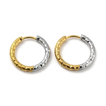 Two Tone 304 Stainless Steel Hoop Earrings, Golden & Stainless Steel Color, Ring, 18x19x2.5mm
