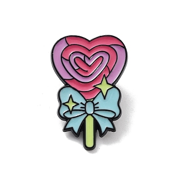 Cartoon Heart Lollipop Alloy Enamel Pin Brooch, for Backpack Clothes, 29.5x20x1.4mm