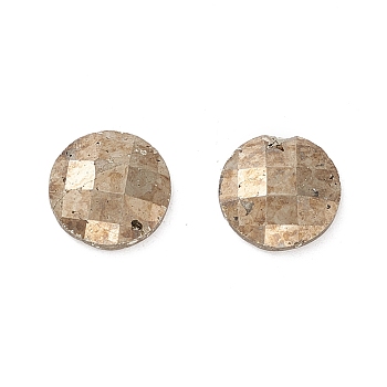 Natural Pyrite Cabochons, Faceted, Round, 12x4mm