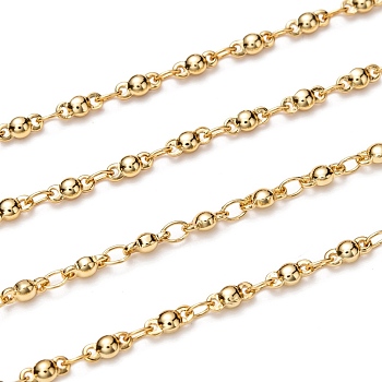 3.28 Feet Brass Link Chains, Long-lasting Plated, Soldered, Oval & Round, Golden, Round: 6x2.5x2mm, Oval: 3.5x2.5x0.3mm