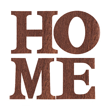 Large Natural Wood Letters for Christmas, Wall Home Party Decorations, with Double Sided Adhesive Tapes, Word Home, Saddle Brown, 265~316x300x2.2mm, Double Sided Adhesive Tape: 91x15mm
