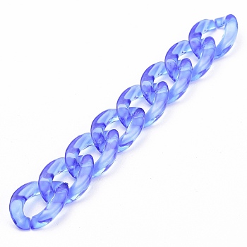 Handmade Transparent Acrylic Curb Chains, Unwelded, Cadet Blue, 39.37 inch(100cm), Link: 23x17x4.5mm, 1m/strand
