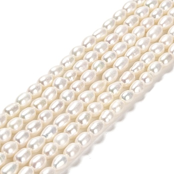 Natural Cultured Freshwater Pearl Beads Strands, Rice, Grade 6A, Old Rose, 5.5~7x4~4.3mm, Hole: 0.6mm, about 52~54pcs/strand, 14.17''(36cm)