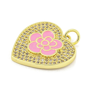 Rack Plating Heart with Flower Brass Micro Pave Clear Cubic Zirconia(KK-Z053-23G-02)-2