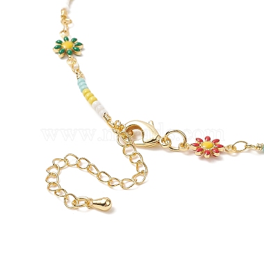 Handmade Brass Flower Link Chain Necklace for Women(NJEW-JN04266)-6