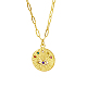 Stainless Steel Rhinestone Flat Round with Eye Pendant Necklaces(LS9934-1)-1