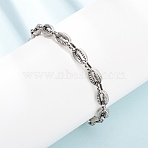 304 Stainless Steel Link Chain Bracelets for Women Men, Oval, Antique Silver, 8.46 inch(21.5cm)(BJEW-C148-06AS)