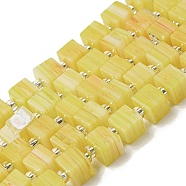 Handwork Lampwork Beads, with Glass Spacer Beads, Square, Yellow, 6x6x5~5.5mm, Hole: 0.9mm, about 54~55pcs/strand, 15.75~15.94''(40~40.5cm)(LAMP-B022-01K)