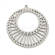304 Stainless Steel Pendants, Laser Cut, Round Ring Charm, Stainless Steel Color, 32.5x30x1mm, Hole: 1.5mm(STAS-L278-91P)