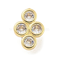 Brass Pave Clear Cubic Zirconia Slide Charms, Rhombus, Golden, 11.5x8.5x6.5mm, Hole: 3mm(KK-Z072-15G)