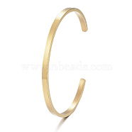 304 Stainless Steel Cuff Bangles, Minimalist Simple Open Bangles, Real 18K Gold Plated, Inner Diameter: 2-1/2x2 inch(6.1~6.5x5.1cm)(X-BJEW-K173-02G)