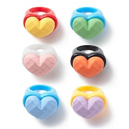 Cute 3D Resin Finger Ring, Acrylic Wide Ring for Women Girls, Mixed Color, Heart Pattern, US Size 7 1/4(17.5mm)(RJEW-JR00538-06)