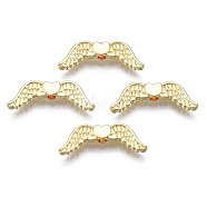 Rack Plating Alloy Beads, Cadmium Free & Lead Free, Wing, Light Gold, 7x20x3mm, Hole: 1.5mm(PALLOY-T077-128LG-RS)