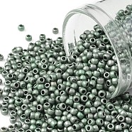 TOHO Round Seed Beads, Japanese Seed Beads, Matte, (512F) High Metallic Frost Blue Haze, 11/0, 2.2mm, Hole: 0.8mm, about 1110pcs/bottle, 10g/bottle(SEED-JPTR11-0512F)
