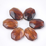 Acrylic Beads, Imitation Gemstone Style, Octagon, Chocolate, 20x15x6.5mm, Hole: 1.6mm(X-OACR-S029-033)