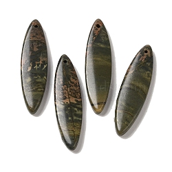 Natural Picasso Jasper Pendants, Horse Eye Charms, 39.5~40x10~10.5x4mm, Hole: 1.2mm(G-Q161-06B)