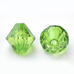 Transparent Acrylic Beads, Bicone, Lime Green, 4x4mm, Hole: 1.2mm, about 17000pcs/500g(TACR-S146-4mm-13)