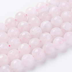 Natural Rose Quartz Beads Strands, Faceted, Round, Pink, 8mm, Hole: 1mm, about 46pcs/strand, 15.75 inch(X-G-G542-8mm-31)