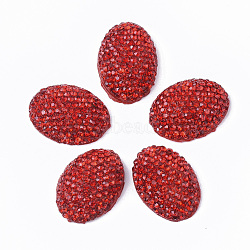 Polymer Clay Glass Rhinestone Cabochons, Oval, Light Siam, PP13(1.9~2mm), 24.5x18x7.5mm(RB-T014-001D)