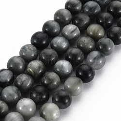 Natural Hawk's Eye Beads Strands, Eagle Eye Stone, Grade AB+, Round, 8~9mm, Hole: 1mm, about 45~48pcs/strand, 15.3 inch(G-S333-8mm-034)