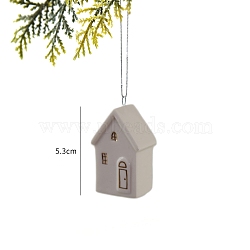 Christmas Porcelain Pendant Decorations, for Christmas Tree Hanging Ornaments, House, 53mm(PW-WG51DF9-01)