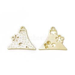 Rack Plating Alloy Pendant Rhinestone Settings, Cadmium Free & Nickel Free & Lead Free, Mountain with Flower, Light Gold, Fit for 2mm and 1.5mm Rhinestone, 20.5x23.5x1.5mm, Hole: 1.6mm(FIND-G052-60LG)