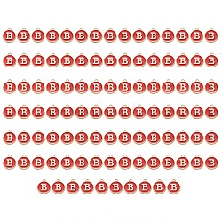 Golden Plated Enamel Alloy Charms, Enamelled Sequins, Flat Round, Red, Letter.B, 14x12x2mm, Hole: 1.5mm, 100pcs/Box(ENAM-SZ0001-26C-B)