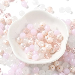 Glass Beads, Faceted, Rondelle, Pink, 8x6mm, Hole: 1mm, about 145pcs/60g(EGLA-A034-SM8mm-59)