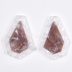 Cellulose Acetate(Resin) Big Pendants, Two-tone, Polygon, Rosy Brown, 53x39x2.5mm, Hole: 1.5mm(X-KY-S157-26C)