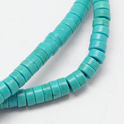 Dyed Synthetic Turquoise Beads Strands, Heishi Beads, Flat Round/Disc, Turquoise, 6x3mm, Hole: 1mm, about 136pcs/strand, 15.7 inch(G-P083-6mm-83K)