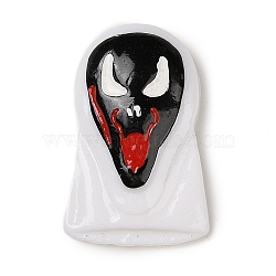 Ghost Mask Halloween Opaque Resin Decoden Cabochons, Halloween Jewelry Craft, White, 35.5x24x9mm(RESI-R446-02B)